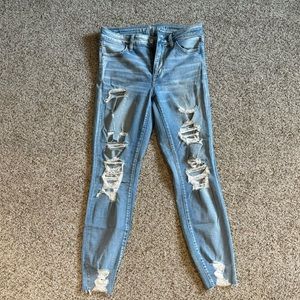 American Eagle Outfitters High Rise Super Stretch Distressed Skinny Jeans